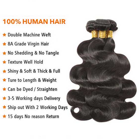Peruvian Hair Body Wave 3 Bundles With Lace Closure Virgin Human Hair Weave Bundles With Lace Closure