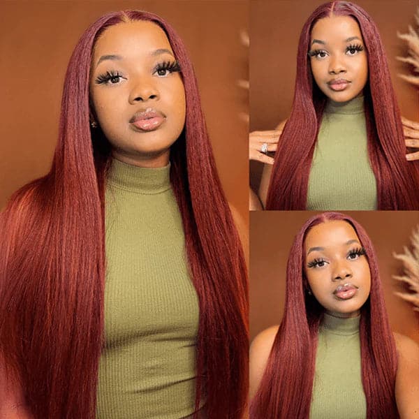 Mslynn #33 Reddish Brown Color Wig 13x4 Straight Lace Front Wig Transparent Lace Wigs