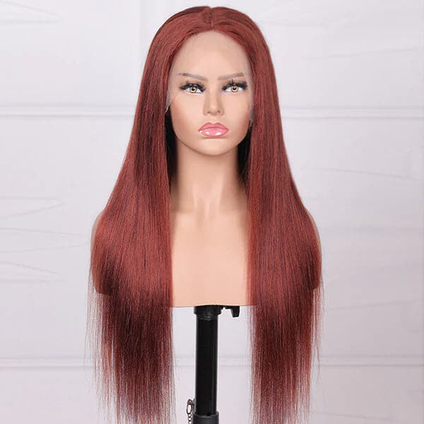 Mslynn #33 Reddish Brown Color Wig 13x4 Straight Lace Front Wig Transparent Lace Wigs