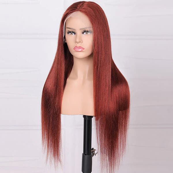 Mslynn #33 Reddish Brown Color Wig 13x4 Straight Lace Front Wig Transparent Lace Wigs