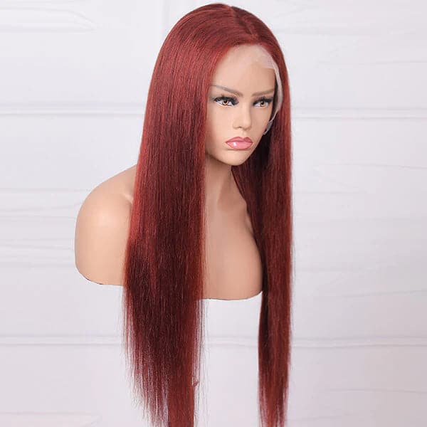 Mslynn #33 Reddish Brown Color Wig 13x4 Straight Lace Front Wig Transparent Lace Wigs