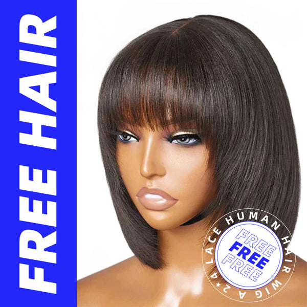 16‘’ Body Wave Wig With Bangs Glueless Wigs Top Lace 2X4 Lace Wigs Machine Wigs