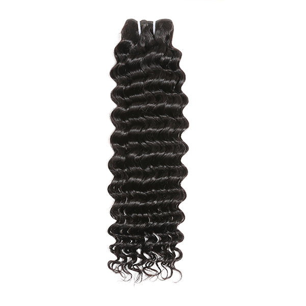 Mslynn Hair Deep Wave 3 Bundles Pony Tail Weave 100% Unprocessed Human Hair