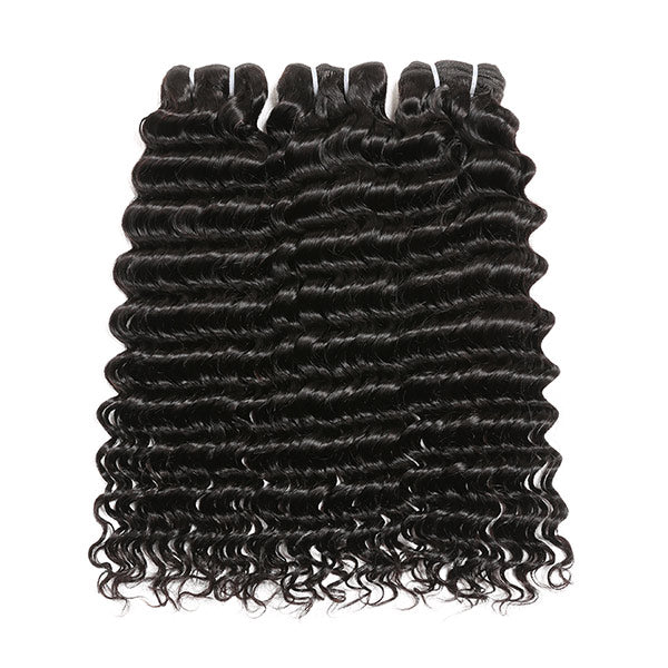 Mslynn Hair Deep Wave 3 Bundles Pony Tail Weave 100% Unprocessed Human Hair