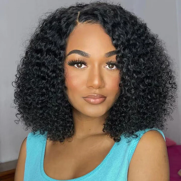 Kinky Curly Glueless Upgrade Tiny Knots Pre Bleached 5x6 Pre Cut Lace Wig Wear Go Wigs