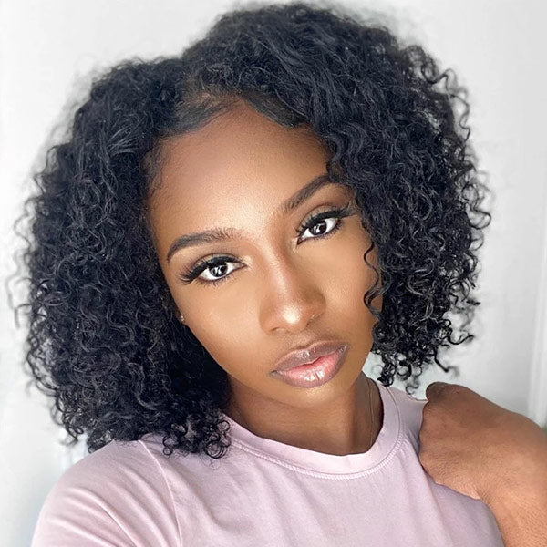 Mslynn V Part Wig Short Curly Bob Human Hair Wigs Glueless Bob Wig