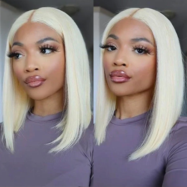 Mslynn Hair 613 Blonde Wig Short Bob Wigs 4x4 Straight Lace Closure Wig