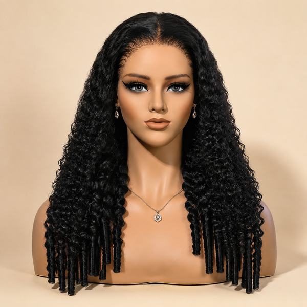13x6 HD Lace Front Burmese Curly Glueless Wig for Women Pre Cut 200 Density Drawstring Wig Human Hair with Spiral Curly Ends Easy To Install