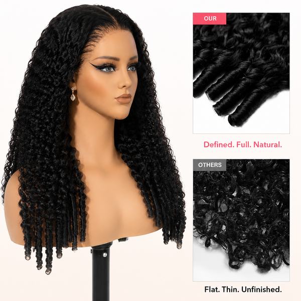 13x6 HD Lace Front Burmese Curly Glueless Wig for Women Pre Cut 200 Density Drawstring Wig Human Hair with Spiral Curly Ends Easy To Install