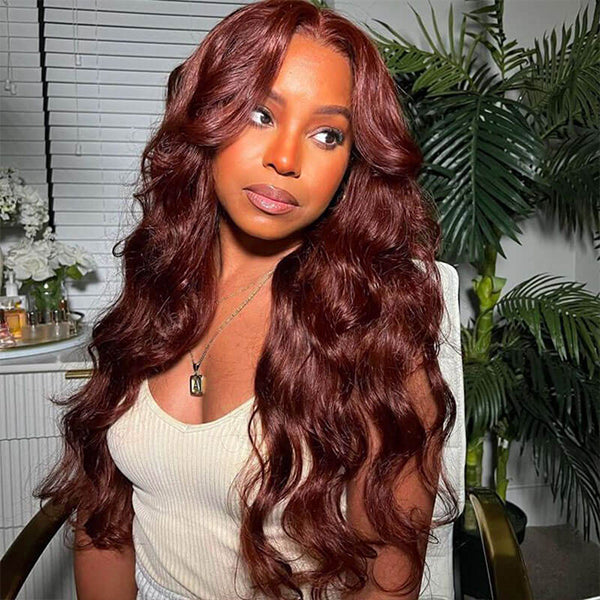 Mslynn Body Wave Glueless 5×5 Pre-Cut Hd Lace And 13X4 Lace Wig #33 Reddish Brown Wig