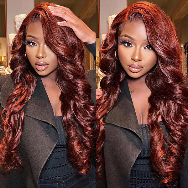 Mslynn Body Wave Glueless 5×5 Pre-Cut Hd Lace And 13X4 Lace Wig #33 Reddish Brown Wig