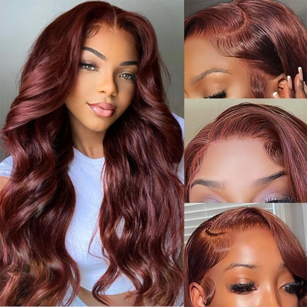 Mslynn Body Wave Glueless 5×5 Pre-Cut Hd Lace And 13X4 Lace Wig #33 Reddish Brown Wig