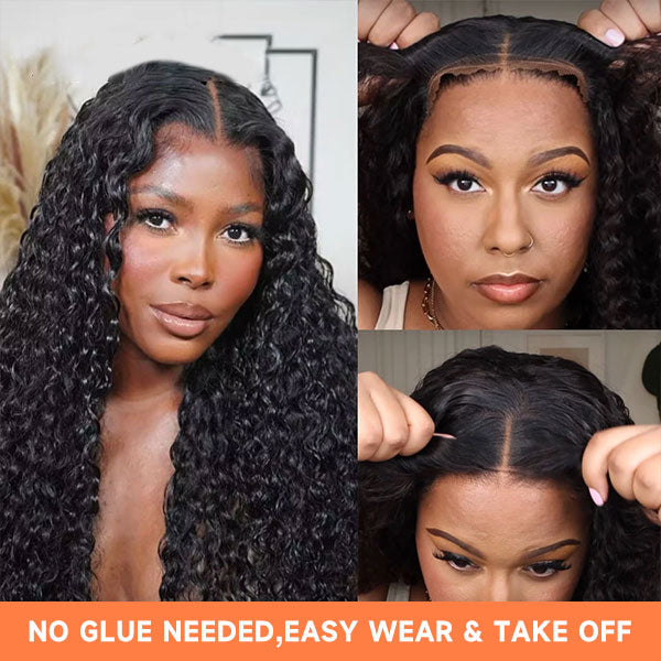 Mslynn Glueless Wigs Deep Curly Pre Cut 5x5 Lace Closure Wear Go Wig