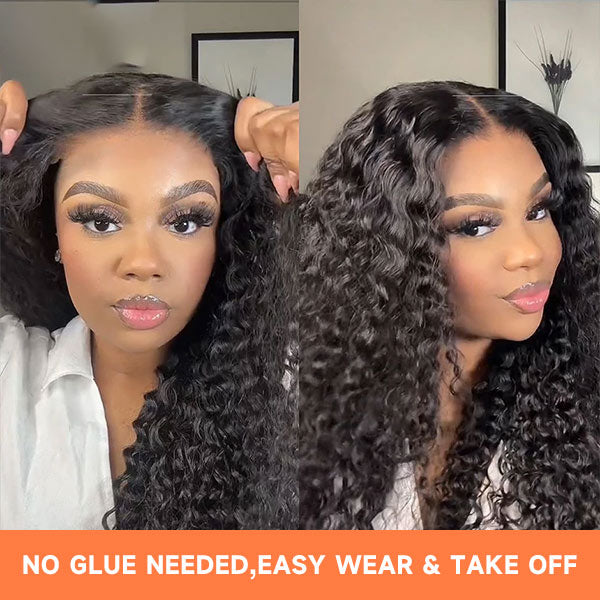 14‘’ Deep Wave Upgrade Bleached Knots Pre-Cut 5X6 HD Lace Wigs Wear And Go Glueless Wigs For Beginners