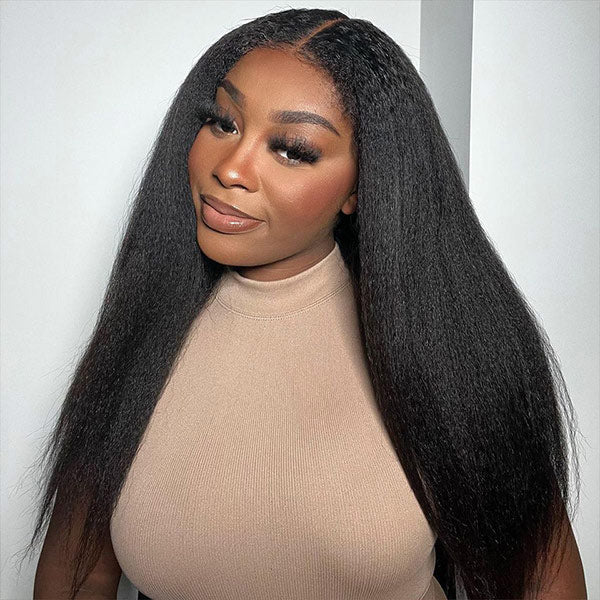 Mslynn Glueless kinky Straight Upgrade Bleached Knots 5x6 Pre-Cut Lace Closure Wig Wear And Go Wig