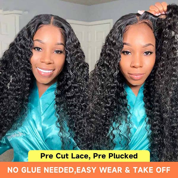 18‘’ Mslynn Water Wave Upgrade Glueless Bleached Knots HD Lace 5x6 Lace Wig Glueless Wig