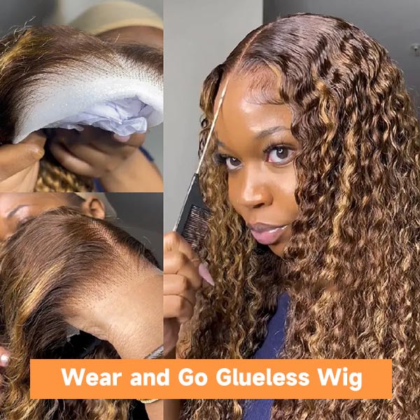 Mslynn Deep Wave 4/27 Highlight Wig Wear Go Glueless Pre Cut 5x5 Lace Wigs