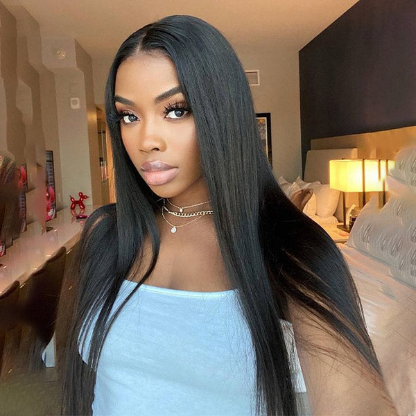 V Part Wig Straight Human Hair No Leave Out Thin Part Upgrade U Part Wig Glueless Wig