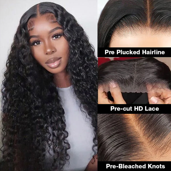 Mslynn Tiny Knots Pre Bleached Upgraded Water Wave Glueless 5X6 HD Pre-Cut Lace Wig