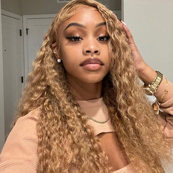 Mslynn #27 Honey Blonde Deep Wave Human Hair 13x4 Lace Front Wig