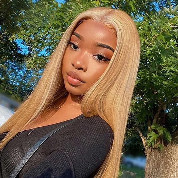 Straight #27 Honey Blonde 13X4 Lace Front Wig Human Hair Colored Wigs For Women