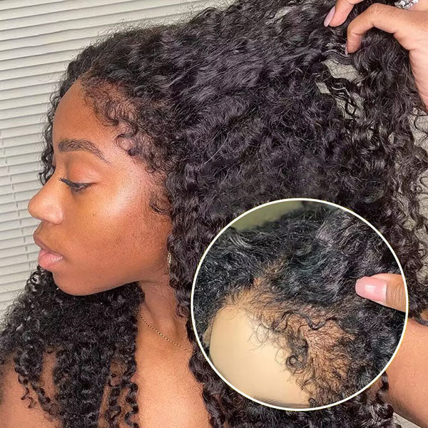 BOWL Type 4C Edges Hairline Wig Transparent 13x4 Lace Front Wig Kinky Curly Wig