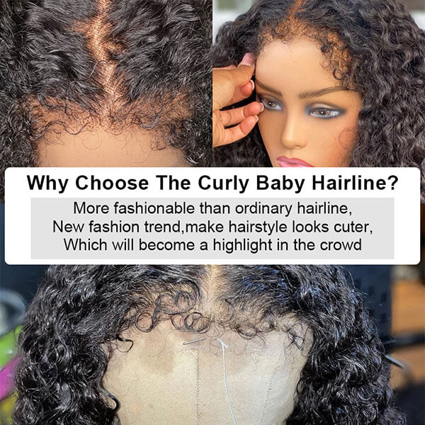 BOWL Type 4C Edges Hairline Wig Transparent 13x4 Lace Front Wig Kinky Curly Wig