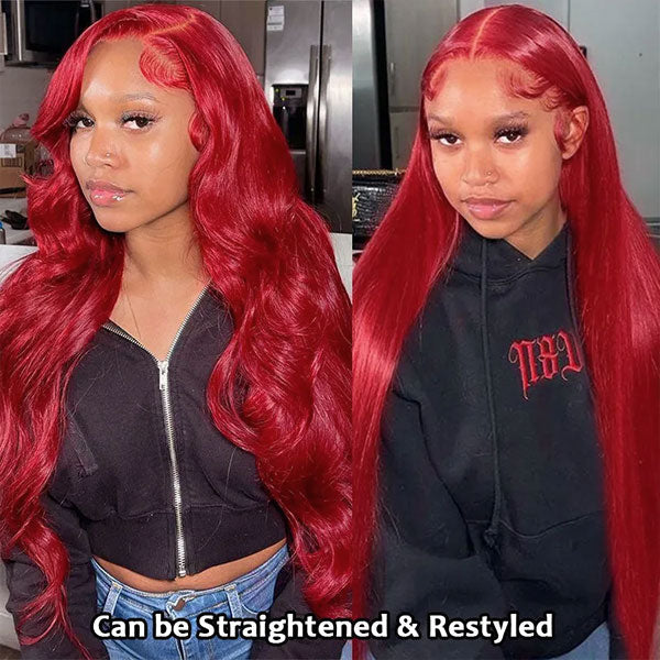 Red Body Wave 13X4 Lace Front Wig Human Hair Wigs