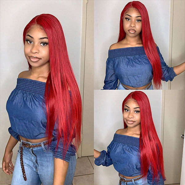 Red Body Wave 13X4 Lace Front Wig Human Hair Wigs