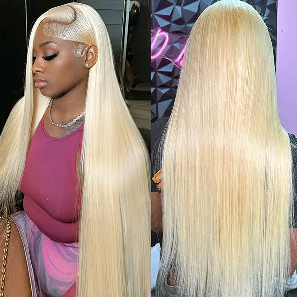 Mslynn 613 Blonde Wig Stright 13x6 Lace Frontal Human Hair Transparent Lace Wig