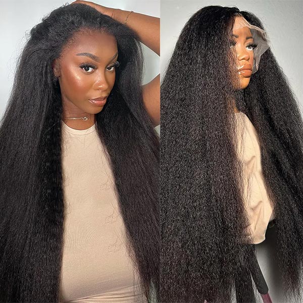 Mslynn Kinky Straight 13x6 Lace Frontal Wig Transparent Lace Wig 100% Human Hair Wigs