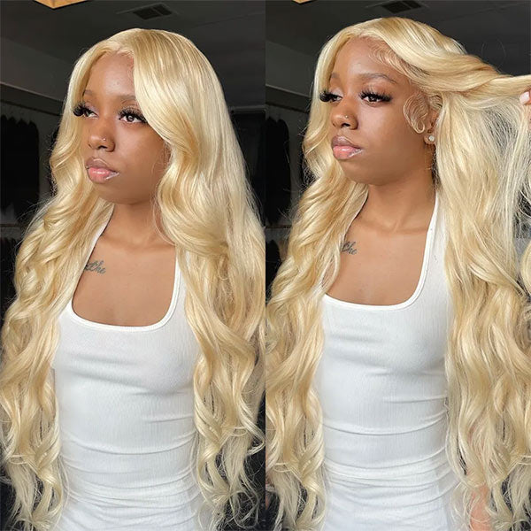 613 Blonde Wig Body Wave Wig T Part Lace Wig 150% Density Transparent Lace Wig