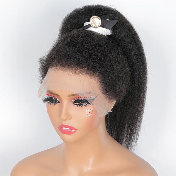 Mslynn 4C Kinky Edges Kinky Straight 360 Lace Frontal Wigs Glueless Wigs