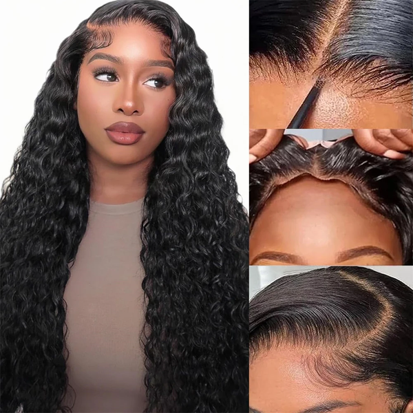 [12"=$89]Deep Wave Upgrade Bleached Knots Pre-Cut 5X6 HD Lace Wigs Wear And Go Glueless Wigs For Beginners