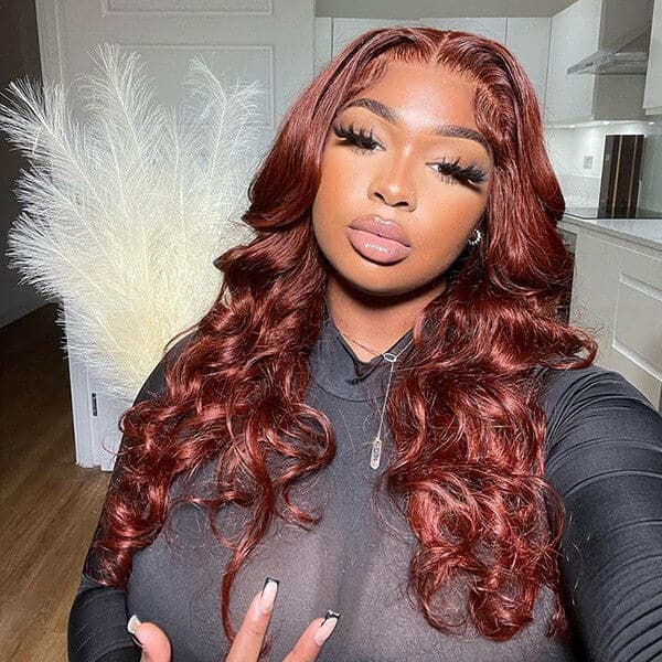 Mslynn 13X4 Body Wave Lace Front Wig Reddish Brown Wigs For Women #33 Colored Hair