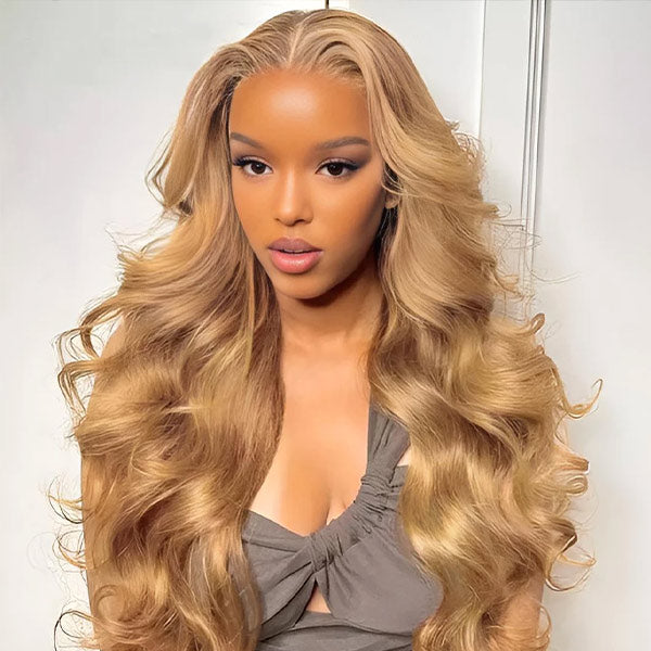 #27 Honey Blonde 13X4 Lace Front Human Hair Wigs Body Wave Colored Wigs