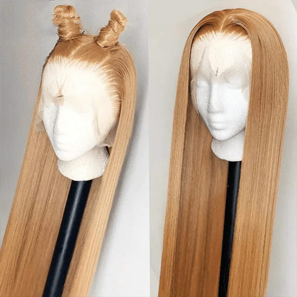 Straight #27 Honey Blonde 13X4 Lace Front Wig Human Hair Colored Wigs For Women
