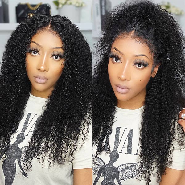4C Edges Hairline Wig 13x4 Lace Frontal Wig Kinky Curly Wig Glueless Lace Wig