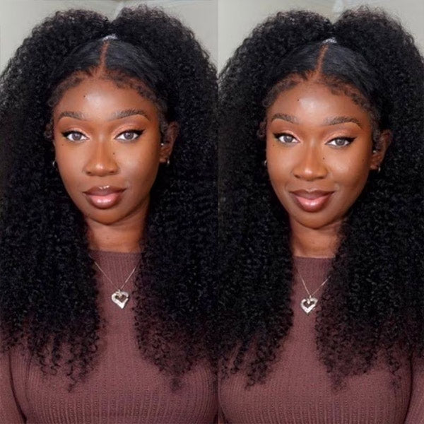 4C Edges Kinky Curly 13X6 Lace Frontal Human Hair Wigs For Women Remy Curly Baby Hair Wig
