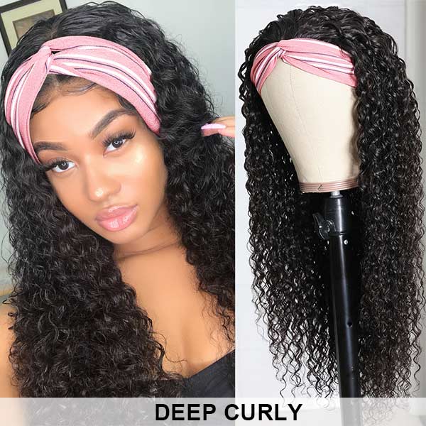 Afro Kinky Curly Headband Wig Human Hair Glueless Wigs Kinky Curly Wigs