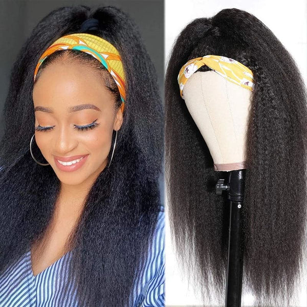 Mslynn Kinky Straight Headband Wig Glueless Wigs Human Hair Headband Wigs For Women
