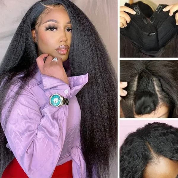 Spring Sale Kinky Straight V Part Wig Beginner Friendly Put On And Take Off