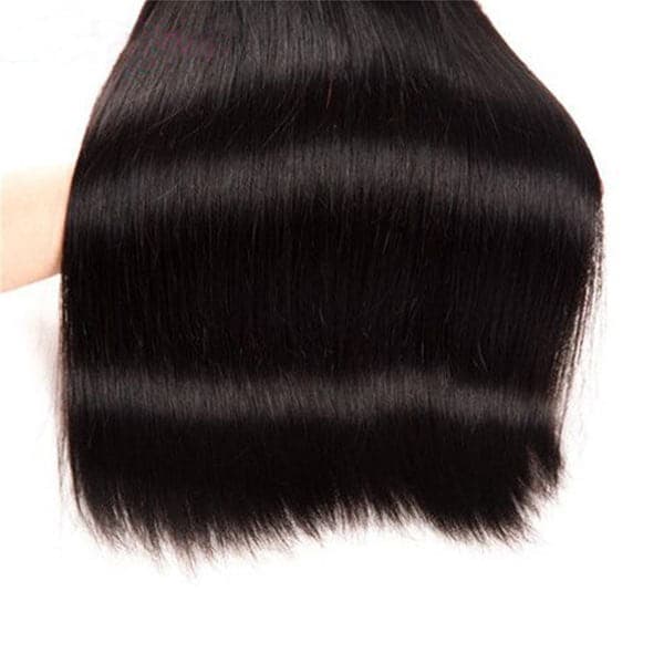Mslynn Brazilian Straight Hair 3 Bundles with Lace Closure 100% Unprocessed Virgin Human Natural Black Straight Remy Hair
