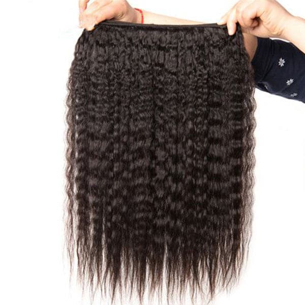 Mslynn Hair Kinky Straight 4 Bundles With Closure 100% Human Hair Bundles With 4X4 Lace Closure