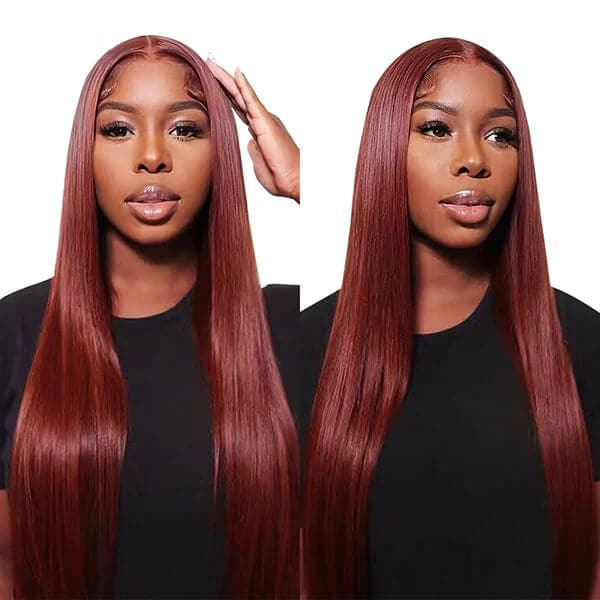 Mslynn #33 Reddish Brown Color Wig 13x4 Straight Lace Front Wig Transparent Lace Wigs
