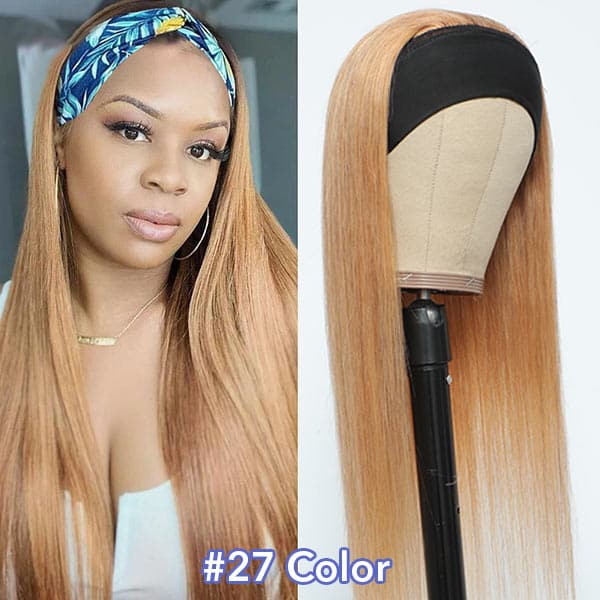 Mslynn Color Straight Headband Wig Human Hair Wigs Ombre Color None Lace Human Hair Wigs