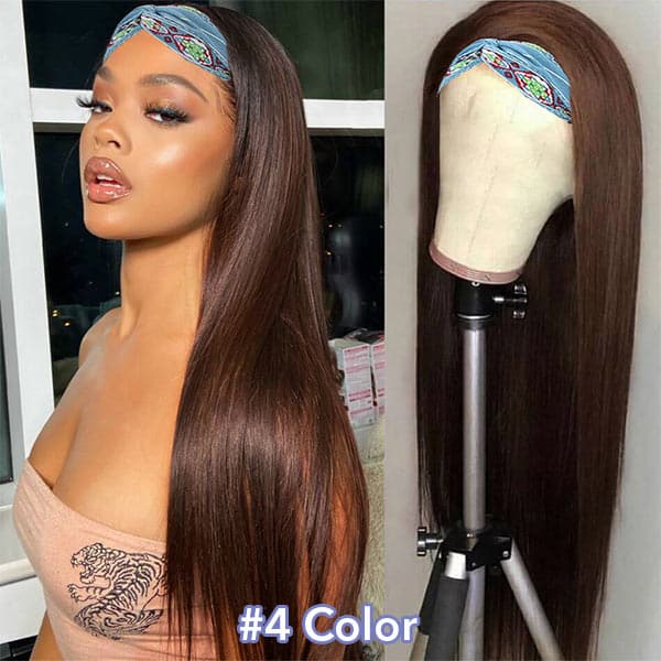 Mslynn Color Straight Headband Wig Human Hair Wigs Ombre Color None Lace Human Hair Wigs