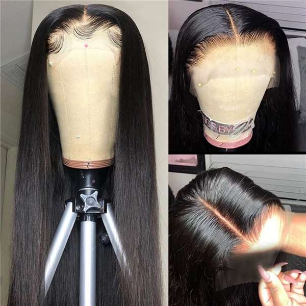 Mslynn Straight Transparent Lace T Part Wig Pre Plucked With Baby Remy Hair