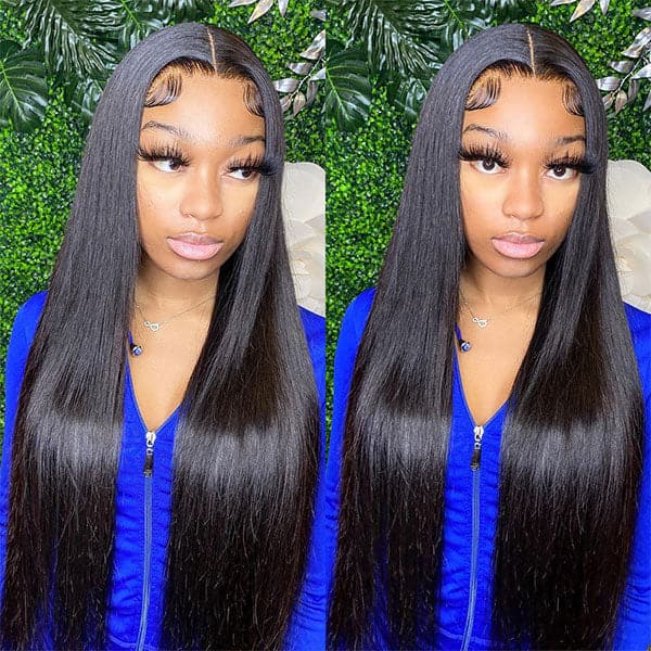 Mslynn Straight Transparent Lace T Part Wig Pre Plucked With Baby Remy Hair