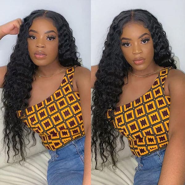 Mslynn T Part Wig Deep Wave Human Hair Wigs Pre Plucked with Baby Hair